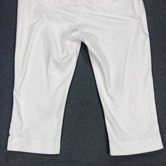 NYDJ Crop Jeans Womens Sz 16 White Straight Leg Cuffed High Waisted Modest Capri - Picture 8 of 15